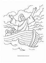 Jesus calms the sea coloring page
