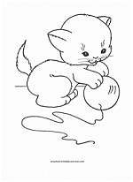 kitten with yarn coloring page