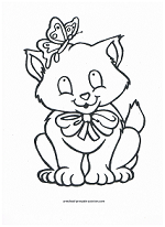 kitten with butterfly coloring page