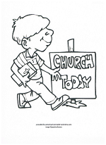 boy at church coloring page