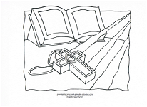 Bible and cross coloring page