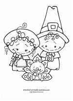 pilgrims with turkey coloring page