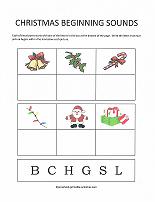beginning sounds worksheet with christmas theme
