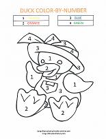 baby duck coloring by number page