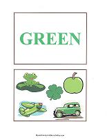 green color flash cards
