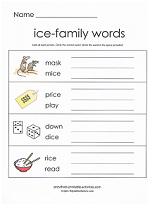 ice family worksheet