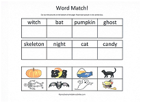 halloween word match worksheet