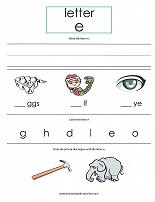 letter E worksheet