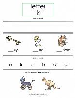 letter K worksheet