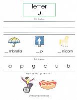 letter U worksheet