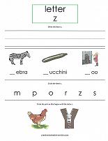 letter Z worksheet