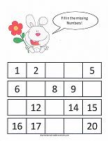 missing number counting worksheet
