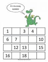 missing number counting worksheet