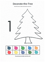 number 1 decorate the christmas tree cut and paste activity