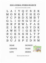 zoo animal word search