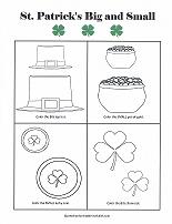 big and small worksheet for st patrick's day