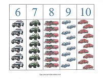 counting match-up with vehicle theme