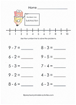 number line subtraction worksheet