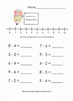 beginning subtraction with number lines worksheet