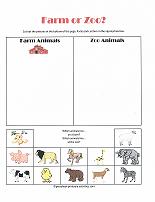 farm or zoo cut and paste activity