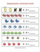 preschool subtraction worksheet