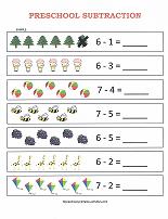 preschool subtraction worksheet