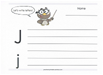 practice writing capital and lowercase j